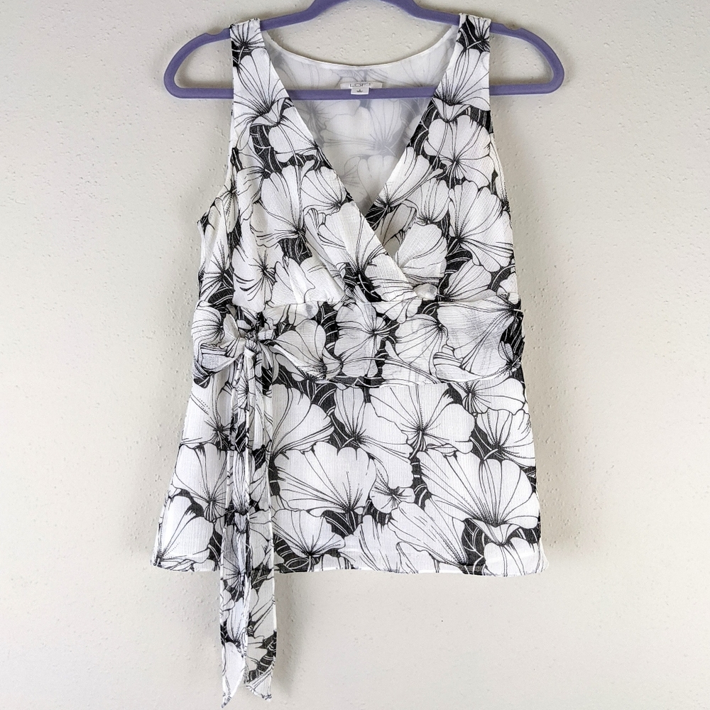 Ann Taylor LOFT Floral Tie Knot Tank Top 8 NWOT